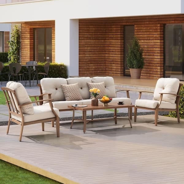 Patio Conversation Set Charcoal Frame Slatted Tabletop