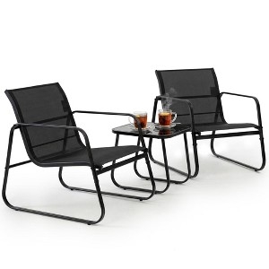 Patio Conversation Set: Diamond Weave Pattern, Monochrome Contrast