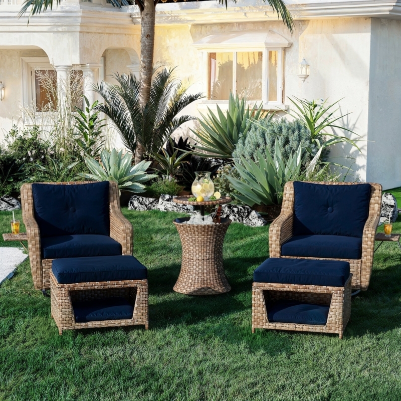 Patio Conversation Set featuring Integrated Cool Bar for Poolside
