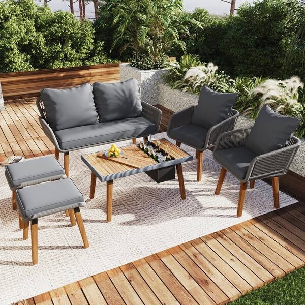 Patio Conversation Set, Ice Bucket Table, Modular Design, Modern Style