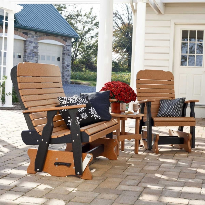 Patio Conversation Set in Two-Tone Poly Lumber with Glider Mechanism