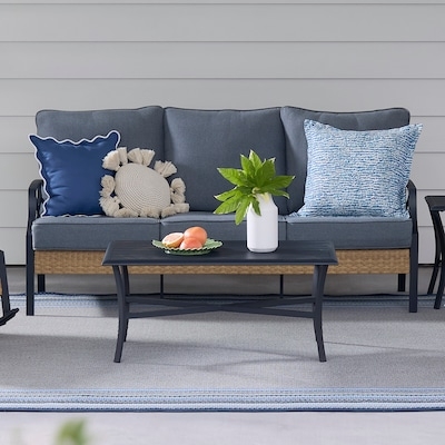 Patio Conversation Set Light Gray Upholstery, Charcoal Frames, Modern