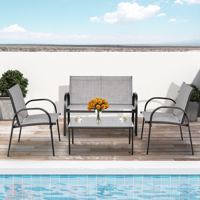 Patio Conversation Set: Woven Frame Contemporary Garden Lounge