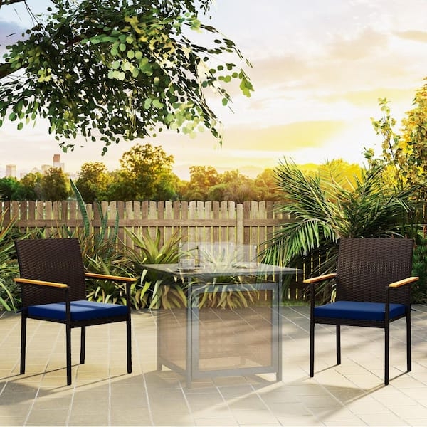 Patio Dining Chair Set with Wicker Texture for Coastal Poolside