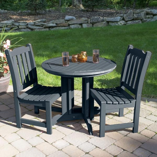 Patio Dining Set 3-Piece Black Composite Round Slatted