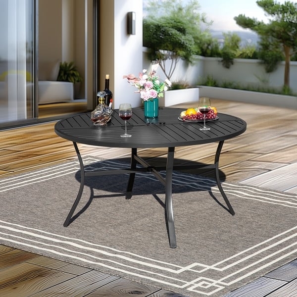 Patio Dining Set 7-Piece Modern Red Mesh Chairs & Round Table