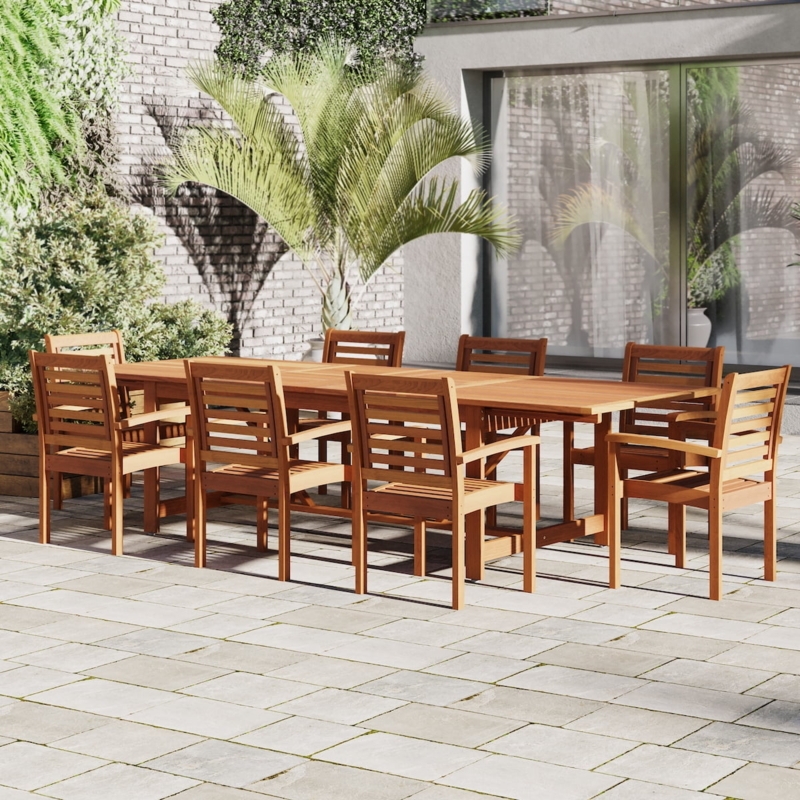 Patio Dining Set, 9-Piece Extendable Top for Large Wood Layouts
