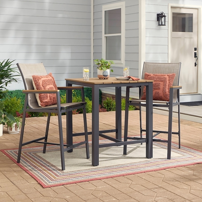 Patio Dining Set, Bar Height, Charcoal Metal, Sling Seating