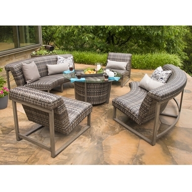 Patio Dining Set Contemporary Slat Silhouette Black Metal Wood Toned Mix