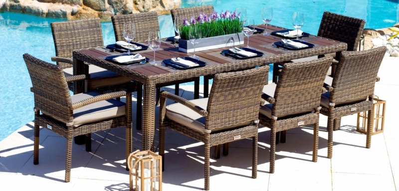 Patio Dining Set, Contemporary Wood and Metal Patio Set, Slatted Top