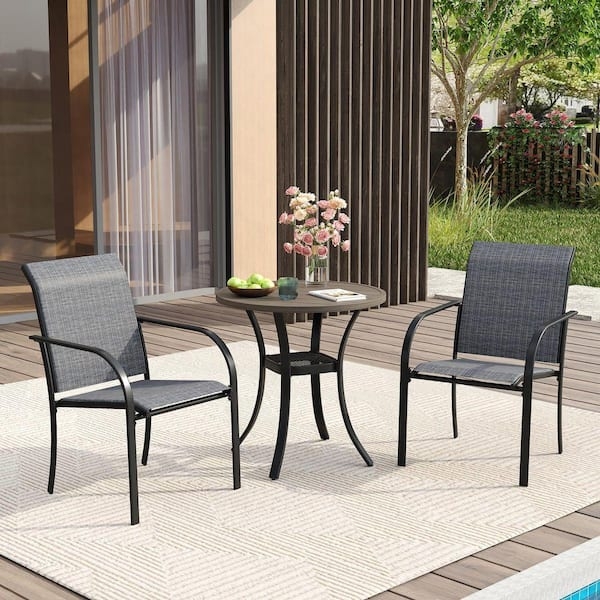 Patio Dining Set Sling Seating Compact Bistro Scale Weather Resistant Sling Patio Chairs