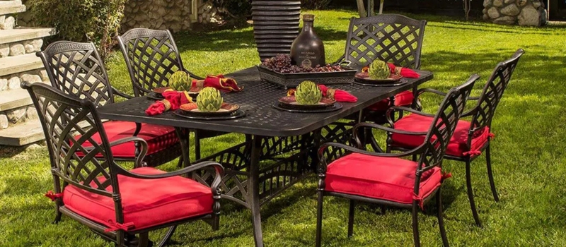 Patio Dining Set Swivel Rocker Chairs Charcoal Metal Slatted Top