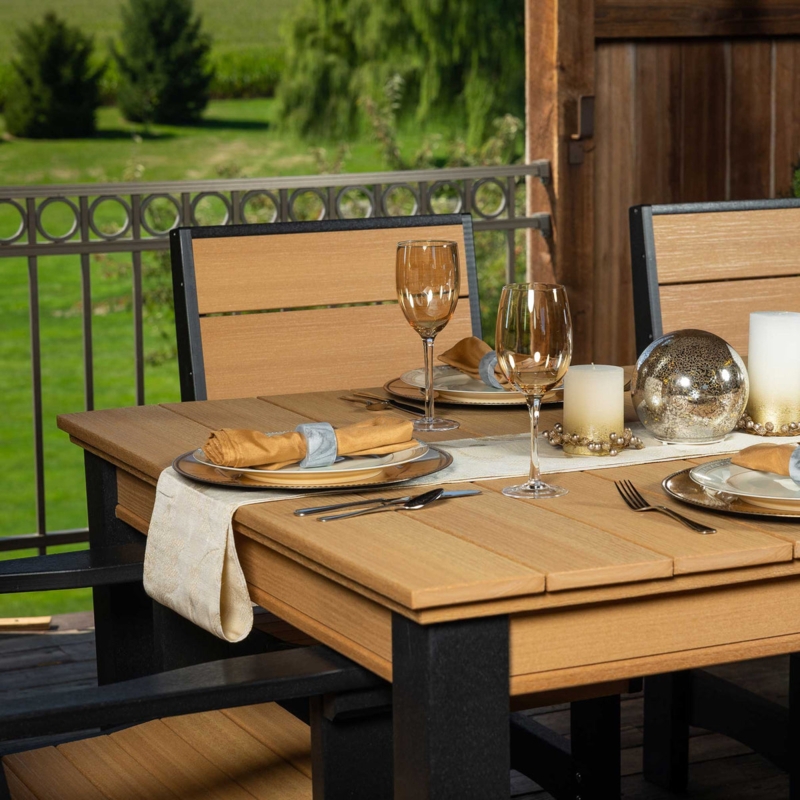 Patio Dining Set Two Tone Finish White and Grey, Amish Craftsmanship