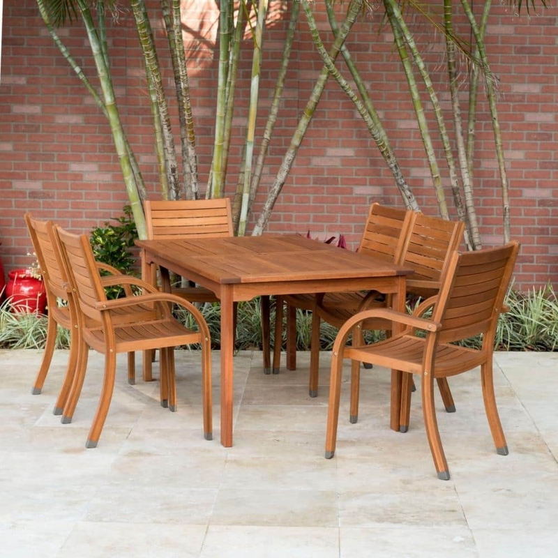 Patio Dining Set with Eucalyptus Appearance, 6-Seater Garden Furniture