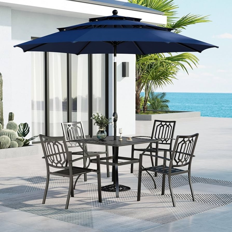 Patio Dining Set with Matching Market Umbrella for Small Space