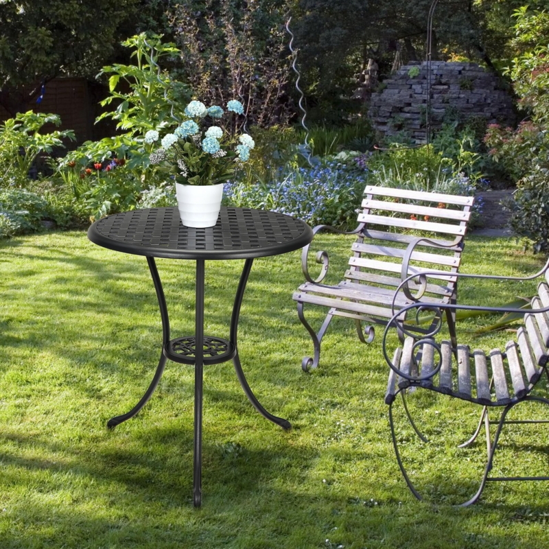 Patio Dining Table Antique Bronze Cast Aluminum Lattice