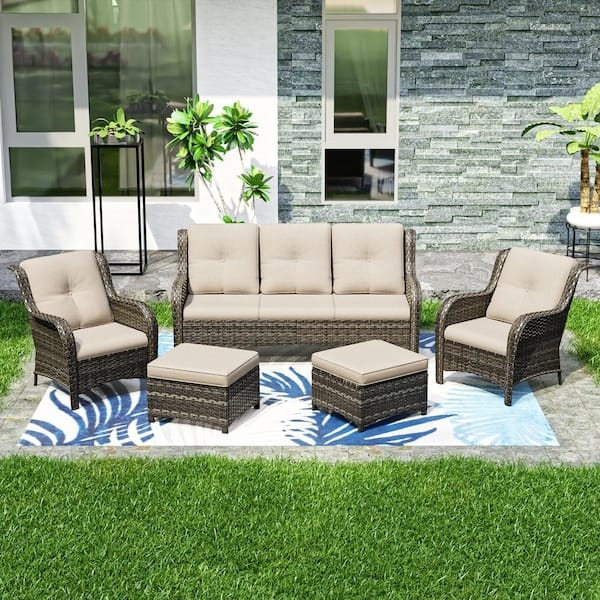 Patio Furniture Set Corner Sectional with Matching Armchair