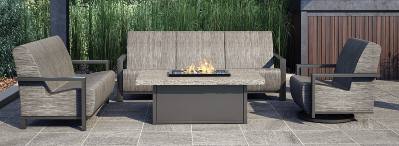 Patio Furniture Set Espresso Wicker L-Shaped with Cream Cushions