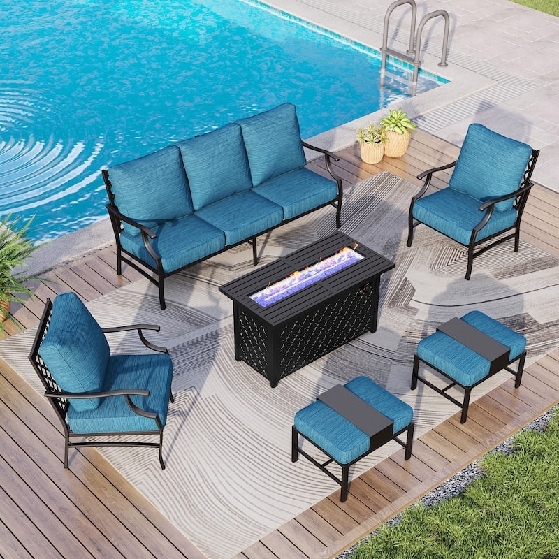 Patio Furniture Set Grey Wicker L-Shaped Sectional for Poolside Lounging