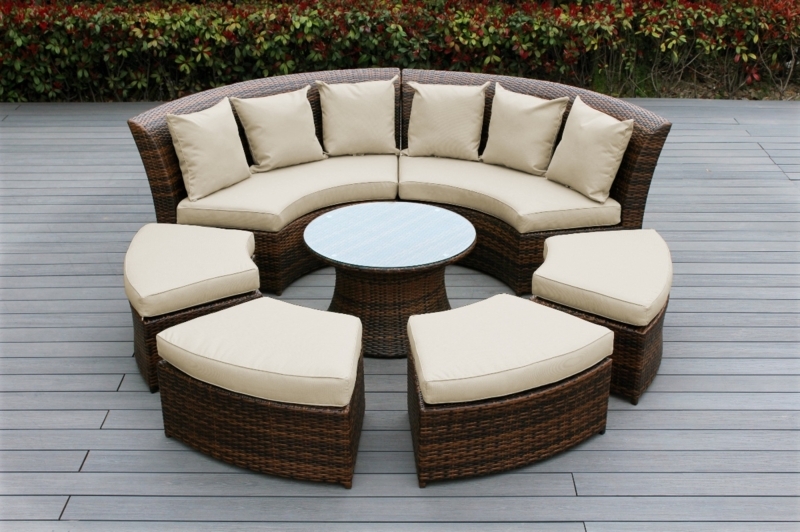 Patio Furniture Set Modular Sectional Wicker Deep Seating Modern Layout