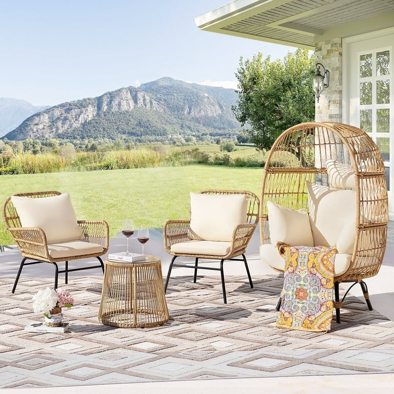 Patio Furniture Set Wicker Modular Sectional Egg Chair