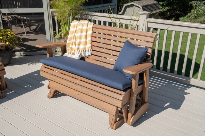 Patio Glider in Mahogany Recycled Plastic with Rollback Backrest Design