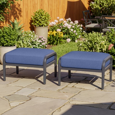 Patio Ottoman Aluminum Frame Thick Light Gray Cushion Modern Charcoal