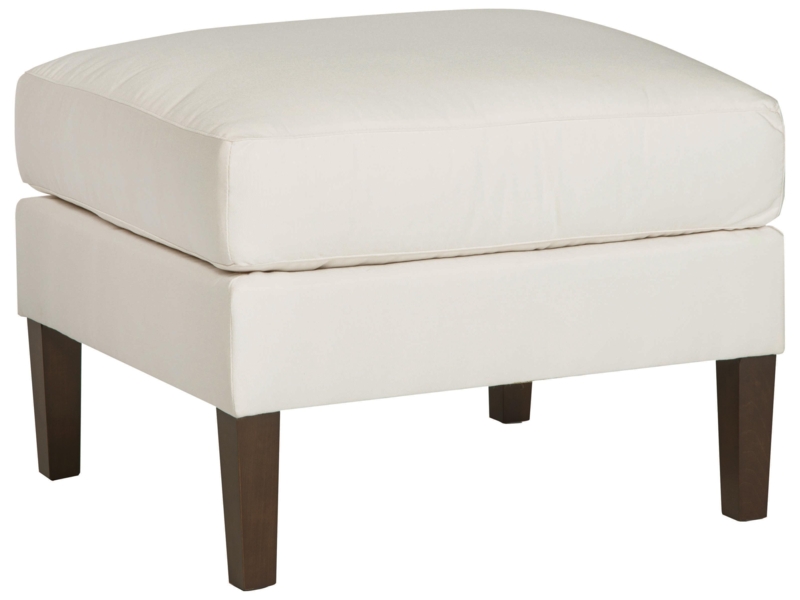 Patio Ottoman Woven Textured Frame Overstuffed Cushion Light Grey