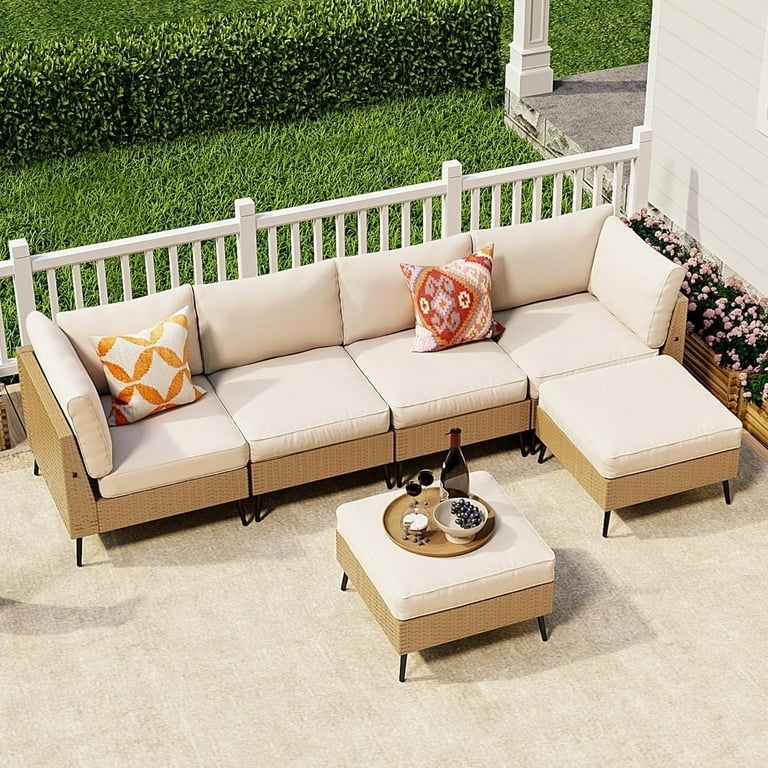 Patio Seating Group Woven Rattan High Contrast Palette Glass Top