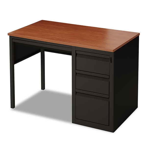 Pedestal Desk Metal Construction Four Drawer Pedestal Matte Black Finish