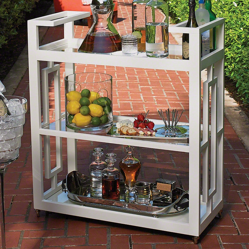 Perforated Metal Bar Cart with Grid Block Design, Industrial Style