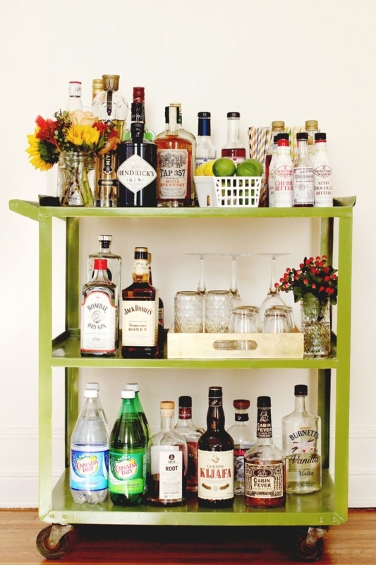 Polished Gold Bar Cart with Two Tiers for Glam Styling