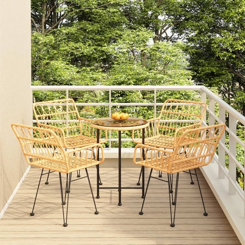 Poly Rattan Patio Dining Set Circular Layout Balcony Furniture
