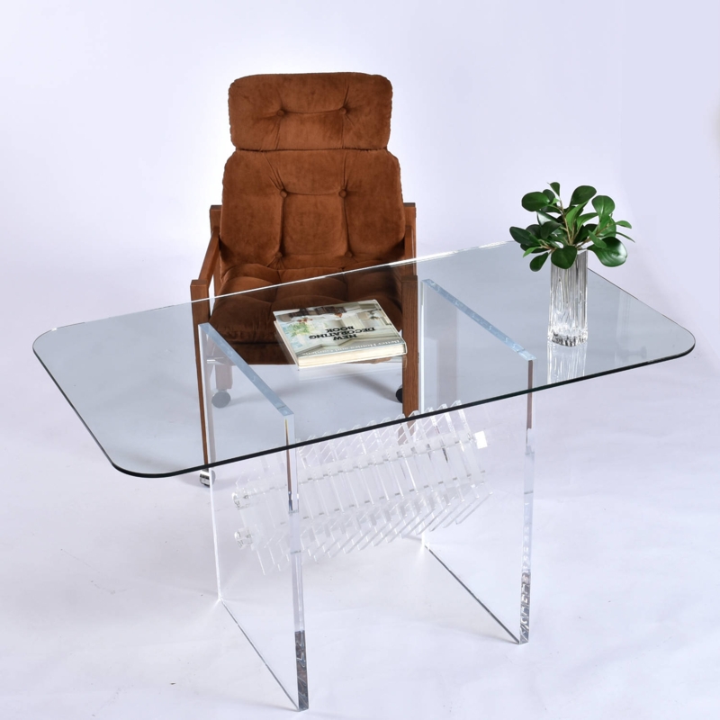 Postmodern Writing Desk with Architectural Slab Legs