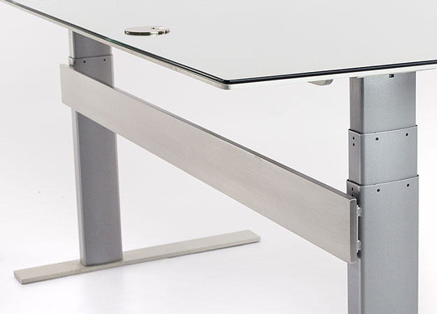 Power Adjustable Standing Desk with Slim Profile and Polished Chrome Frame