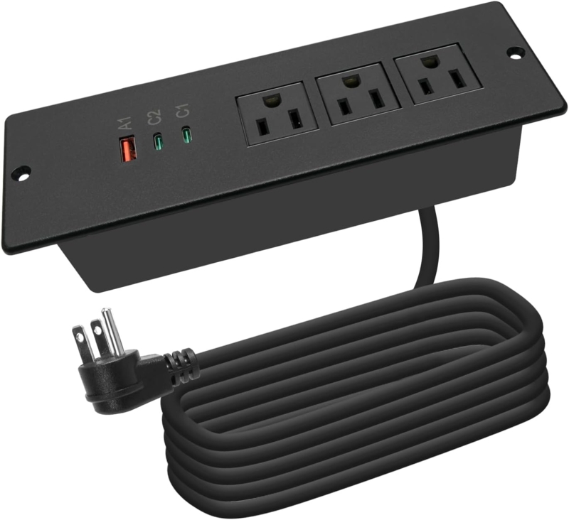 Power Strip Recessed Mount USB-C Ports Flush Design Minimalist