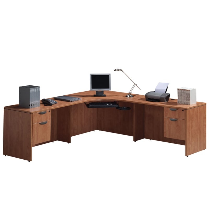 Professional L-Shaped Desk with Integrated File Cabinets
