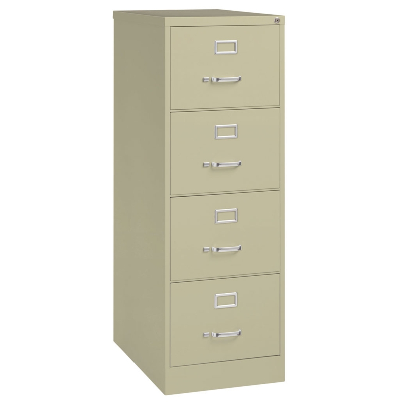 Putty Metal Vertical File Cabinet with Recessed Handles, Compact Office Storage Solution