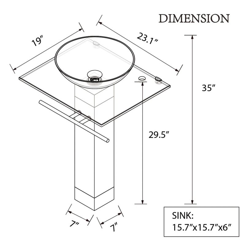 QieRao BV019S 29'' Tall Oval Pedestal Bathroom Sink with Faucet and ...