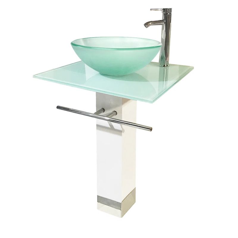 QieRao BV019S 29'' Tall Oval Pedestal Bathroom Sink with Faucet and ...