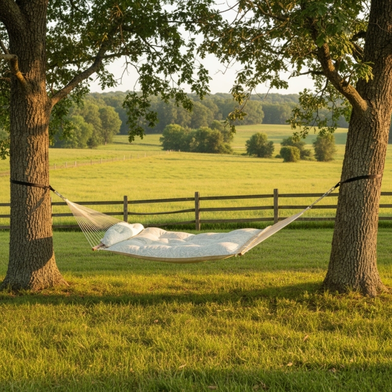 Quilted Fabric Hammock, Atoll Mist Aqua, Matching Pillow for Porch Lounging