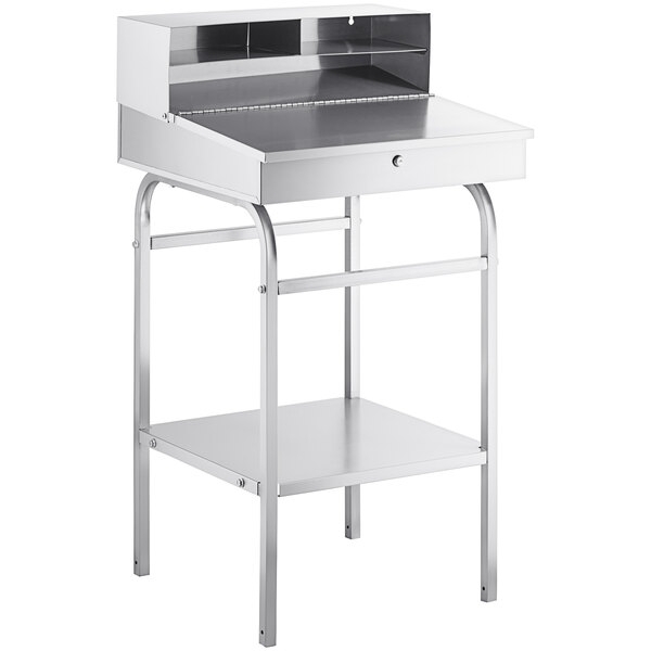 Receiving Desk Stainless Steel Standing Height with Locking Storage