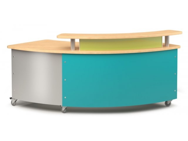 Reception Desk Light Wood Frosted Privacy Panel Integrated Ledge