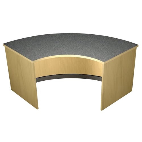 Reception Desk Wood Toned Paneled Front Curved Traditional