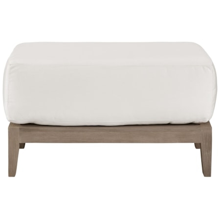 Rectangular Outdoor Ottoman Weathered Grey Finish Upholstered Patio