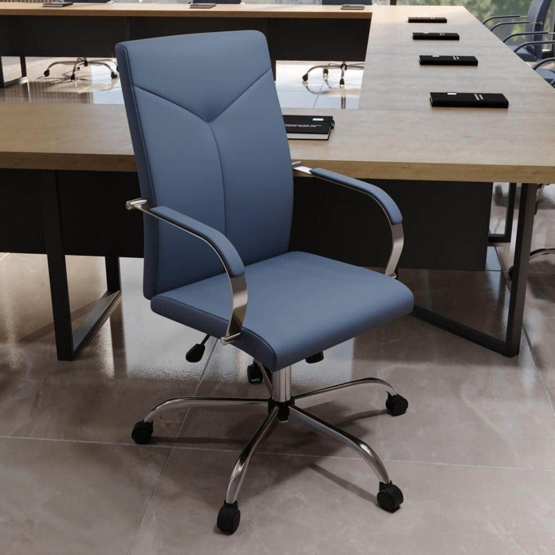 Ribbed Leather Desk Chair, High Back Executive Seating