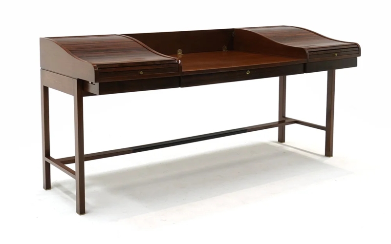 Roll Top Desk Tambour Roll Top Rich Wood Grain Mid Century Modern