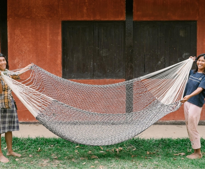 Rope Hammock Handwoven White Macrame Spreader Bar Coastal Beach Style