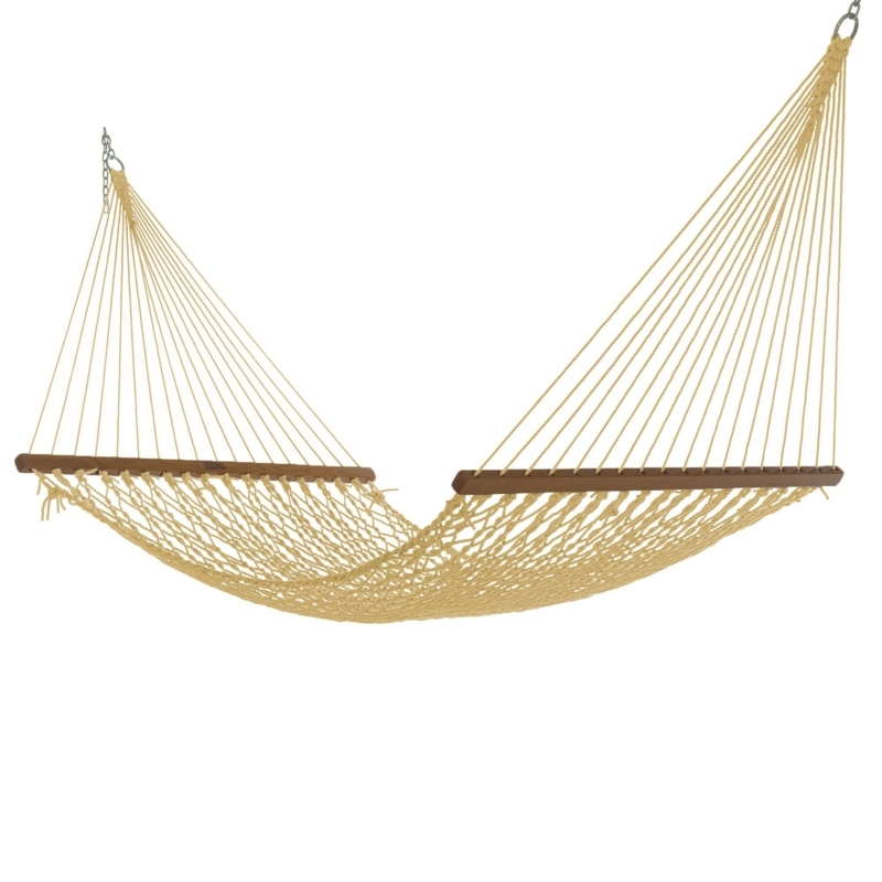 Rope Hammock Tan DuraCord Spreader Bars Coastal Beach Relaxation Area