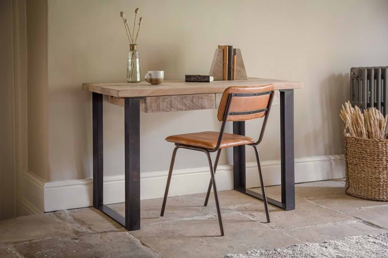 Rustic Bohemian Writing Desk with Artisanal Turned Legs